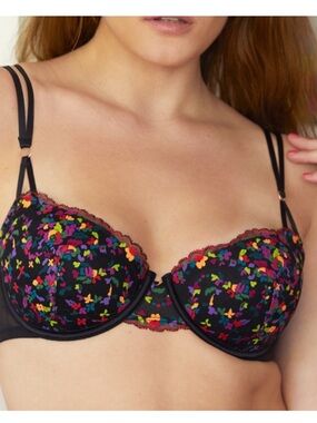 Savage X Fenty Steamy Floral Padded Lace Balconette Bra 36D